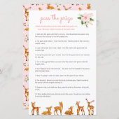 賞金ベビーシャワーゲームピンクフローラ鹿を渡す (正面/裏面)