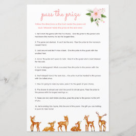 賞金ベビーシャワーゲームピンクフローラ鹿を渡す