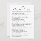 賞金最小主義のブライダルシャワーゲームカードを通過 招待状 (正面)