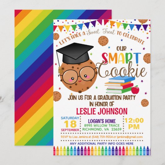 賢いお菓子 課業修了のお知らせ 招待状 (正面/裏面)