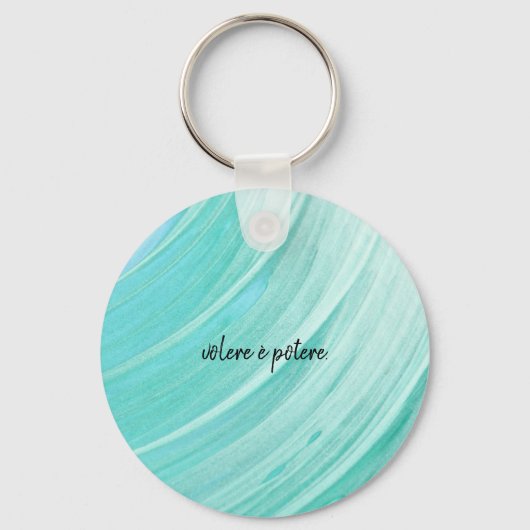 賢いことわざを持つイタリアンキーリング キーホルダー (正面)