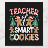 賢いクッキーのジンジャーブレッドのクリスマス先生 ワインラベル (シングルラベル)