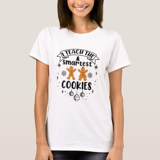 賢いクッキーを教える先生のクリスマス Tシャツ (正面)