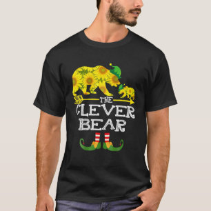 賢いクマ小妖精や小人ひまわりおもしろいクリスマスプレゼント Tシャツ