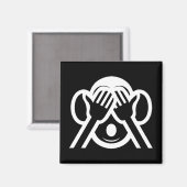 賢いサル3匹見る,ざ悪い絵文字を見ない マグネット (正面/裏面)