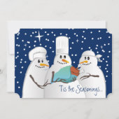 賢いシェフの雪だるまの七面鳥のベビーの料理用のクリスマス シーズンカード (正面)