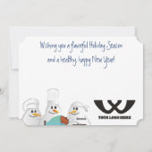 賢いシェフの雪だるまの七面鳥のベビーの料理用のクリスマス シーズンカード (裏面)