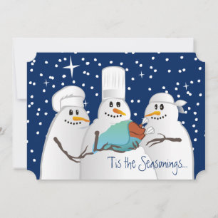賢いシェフの雪だるまの七面鳥のベビーの料理用のクリスマス シーズンカード