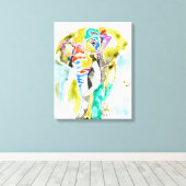 賢いパンツの象 キャンバスプリント (インサイチュ (ウッドフロア))