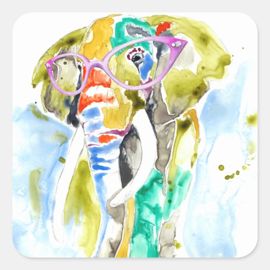 賢いパンツの象 スクエアシール (正面)