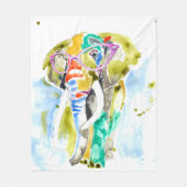 賢いパンツの象 フリースブランケット (正面)