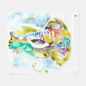 賢いパンツの象 フリースブランケット (正面(横))