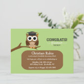 賢いフクロウの卒業招待状 招待状 (スタンド正面)