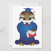 賢いフクロウの卒業　かわいい学者鳥 招待状 (正面)