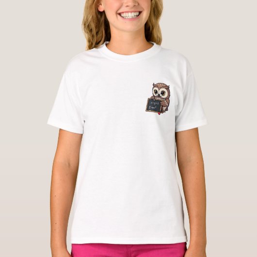 賢いフクロウの数学教授 キッズ Tシャツ (正面)