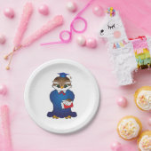 賢いフクロウ卒業かわいい学者の鳥 ペーパープレート (パーティー)