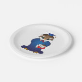 賢いフクロウ卒業かわいい学者の鳥 ペーパープレート (アングル)