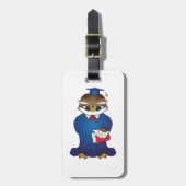 賢いフクロウ卒業かわいい学者の鳥 ラゲッジタグ (正面縦)
