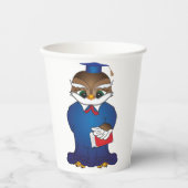 賢いフクロウ卒業かわいい学者の鳥 紙コップ (正面)