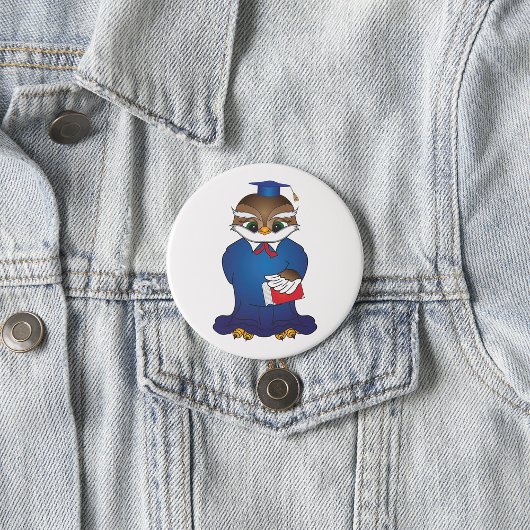 賢いフクロウ卒業かわいい学者の鳥 缶バッジ