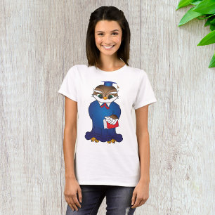 賢いフクロウ卒業かわいい学者の鳥 Tシャツ