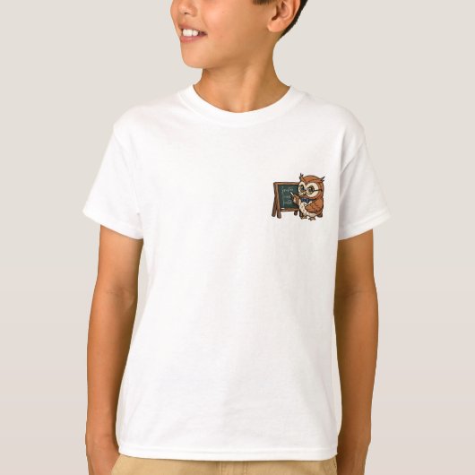 賢いフクロウ教授の数学の黒板 子供 Tシャツ (正面)