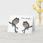賢いフクロウ記念カード カード (黄色い花)