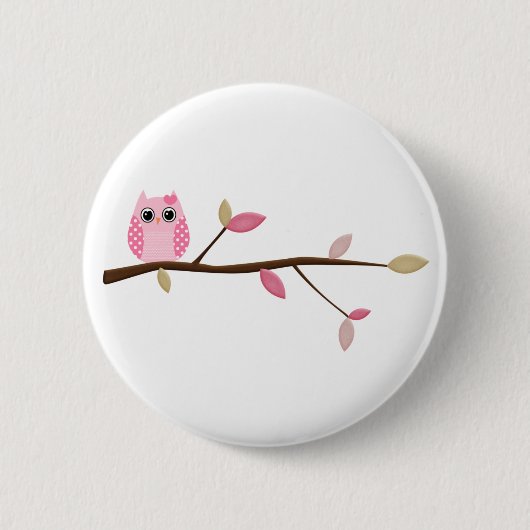 賢いフクロウ 缶バッジ (正面)
