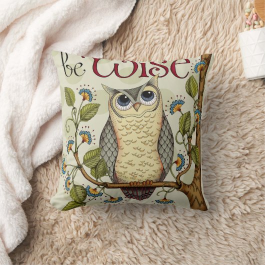 賢いフクロウ-装飾用クッション クッション (ブランケット)