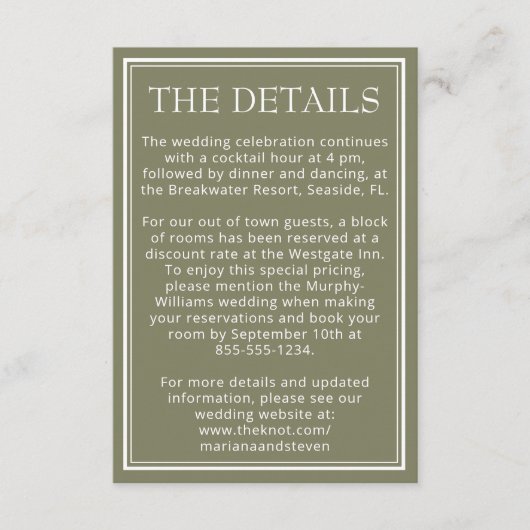 賢いモダンなボーダー ミニマリスト ウェディング エンクロージャーカード (正面)