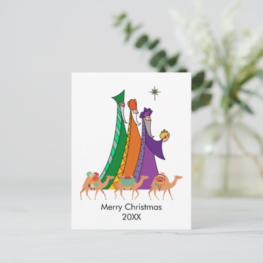 賢い三人の男の星のクリスマスカード シーズンポストカード (スタンド正面)