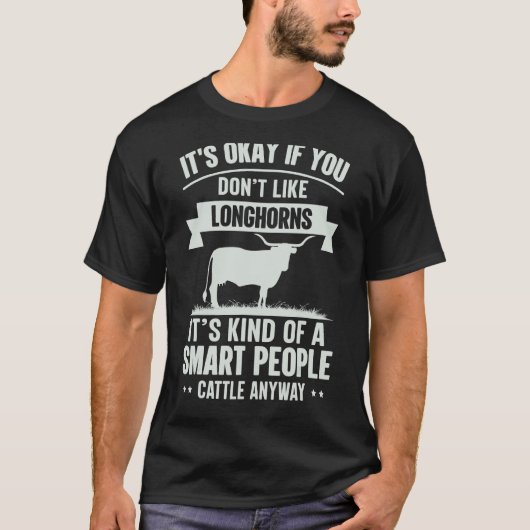 賢い人々 牛牧場 長角牛 Tシャツ (正面)