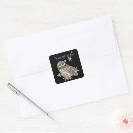 賢い人がまだ彼を探している引用文フクロウ鳥 スクエアシール (封筒)