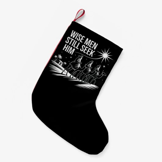 賢い人たちはまだ彼を求めている クリスマス イエス キリスト教 スモールクリスマスストッキング (正面 (吊り時))