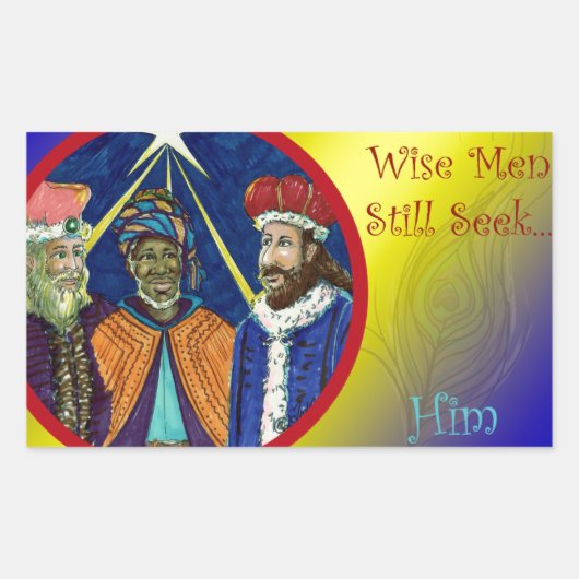 賢い人たちはまだ彼を求めている! 長方形シール (正面)