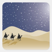 賢い人ステッカー3人 スクエアシール (正面)