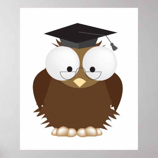 賢い古いフクロウの額縁プリント ポスター (正面)