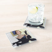 賢い女性も危険 ガラスコースター (アングル)