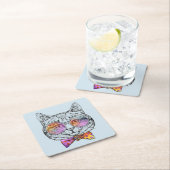 賢い子猫Kat スクエアペーパーコースター (インサイチュ)