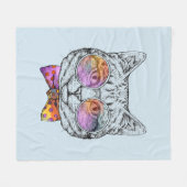 賢い子猫Kat フリースブランケット (正面(横))