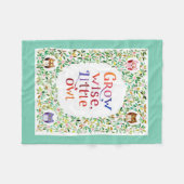 賢い小さなフクロウの水彩画を育てる フリースブランケット (正面(横))