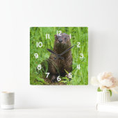 賢い川のオッター スクエア壁時計 (ホーム)