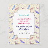 賢い感動的やる気を起こさせる中国の諺 ポストカード (正面)