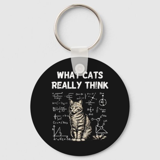 賢い猫の思考 科学好き 猫好き ユーモア キーホルダー (正面)