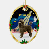 賢い男性 – ポルトガルの茶色の水犬 セラミックオーナメント (右)