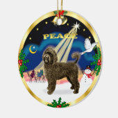 賢い男性 – ポルトガルの茶色の水犬 セラミックオーナメント (左)