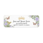 賢い紫のバラの花のクイーンセニョーラ返信住所 ラベル (正面)