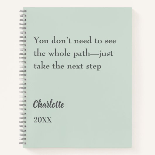 賢い緑のインスピレーションを与える目標の引用 ノートブック (正面)