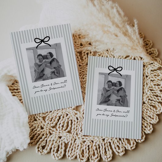 賢い緑のストライプでゴッドペアレントを提案 招待状