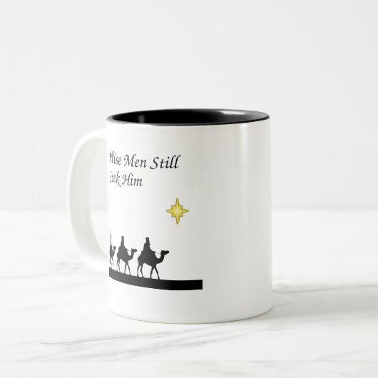 賢い者はまだ彼を求める ツートーンマグカップ (正面左)